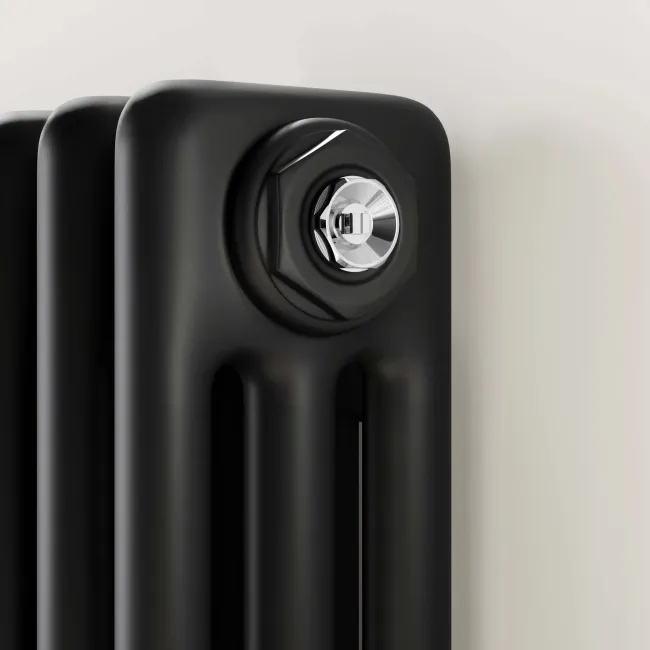 Athens Matt Black Triple Column Horizontal Traditional Radiator 300x1010mm