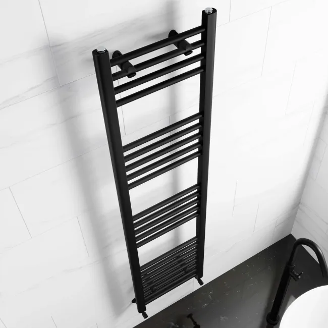 Barcelona Matt Black Straight Heated Towel Rail 1600x400mm