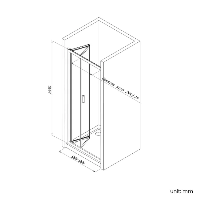 London Brushed Brass 6mm Bifold Shower Door 1000mm