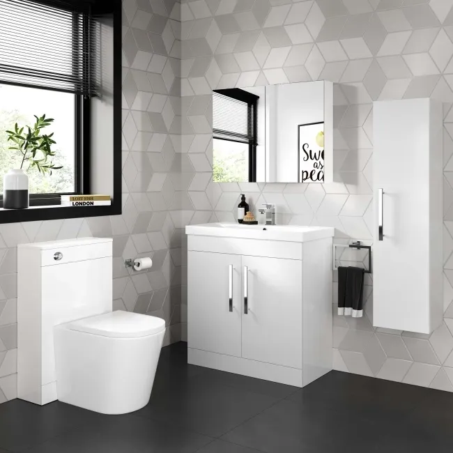 Gloss White Mirror Cabinet 800mm