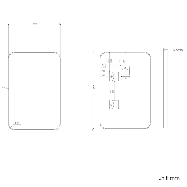 Essence Brushed Brass Rectangular Bathroom Mirror 600x400mm