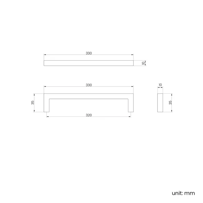 Brushed Brass Handle for Elba Wall Hung Drawer Vanity 500mm & 600mm