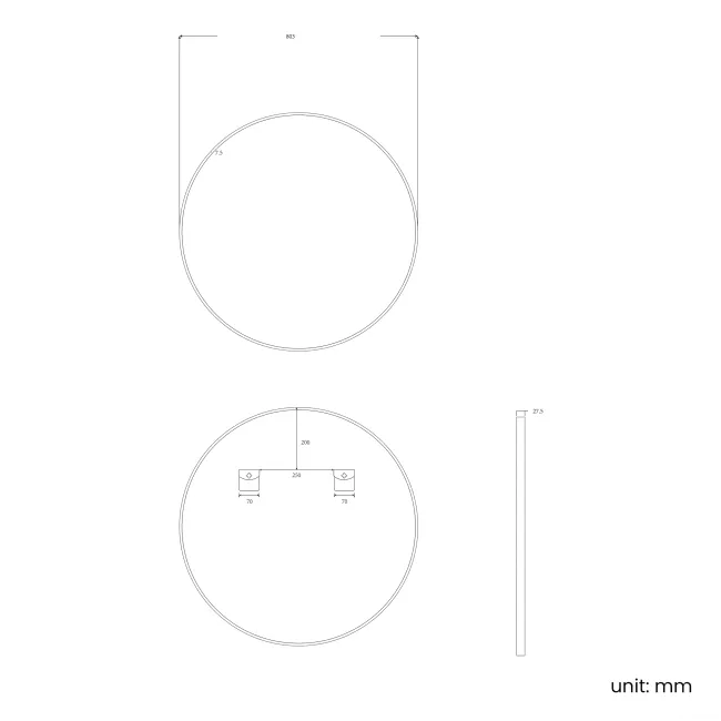 Essence Brushed Black Round Bathroom Mirror 800mm