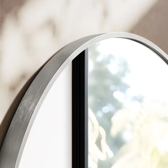 Essence Brushed Silver Round Bathroom Mirror 800mm