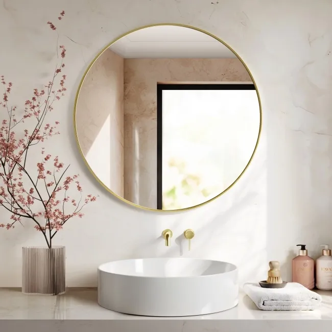Essence Brushed Gold Round Bathroom Mirror 1000mm