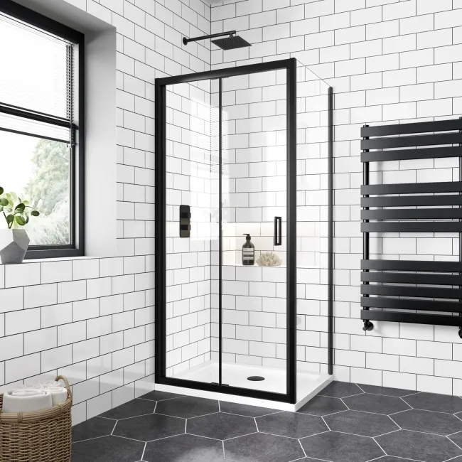 London Matt Black 6mm Bifold Shower Enclosure 900x760mm