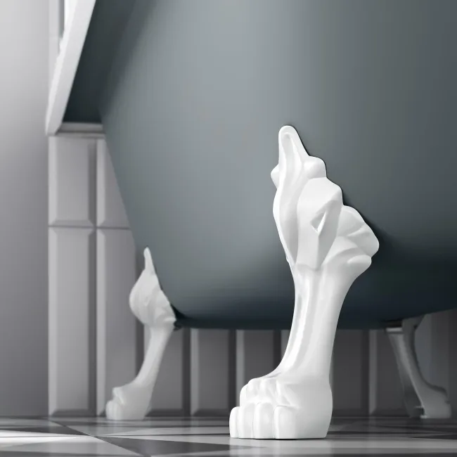 Abingdon 1700mm Dove Grey Roll Top Shower Bath - White Claw Feet & 6mm Easy Clean Screen