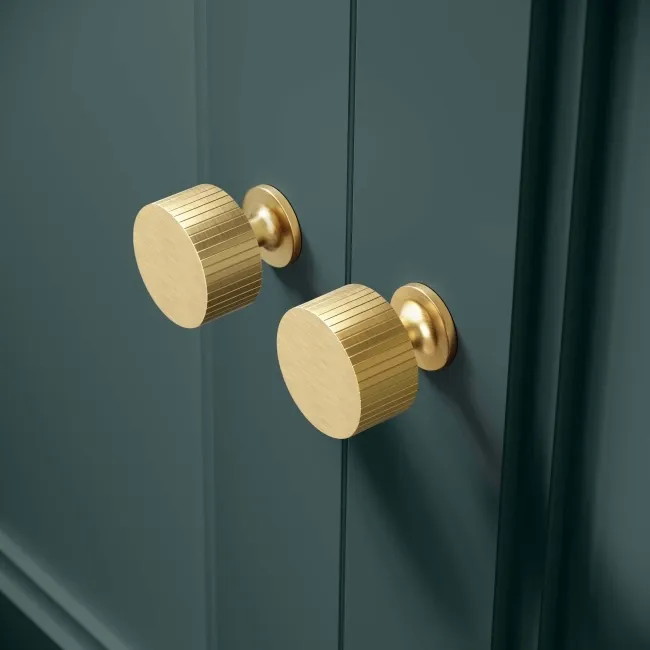 Midnight Green Wall Hung Cabinet 700x600mm - Brushed Brass Accents