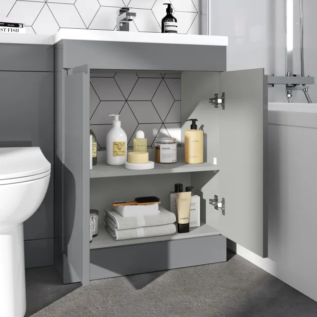 Trent Stone Grey Combination Vanity Basin and Aruba Toilet 1100mm - Right Handed