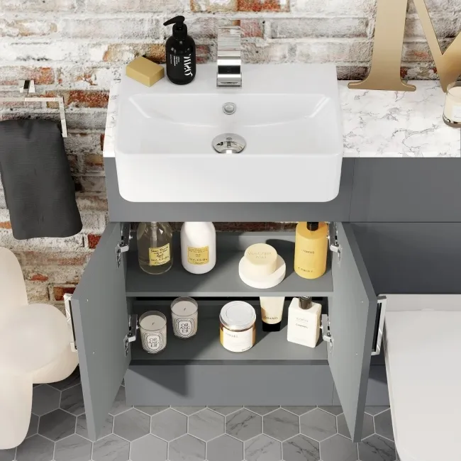Harper Stone Grey Combination Vanity Basin with Marble Top & Atlanta Toilet 1000mm