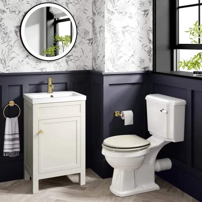 Bermuda Chalk White Basin Vanity 500mm - Brushed Brass Accents