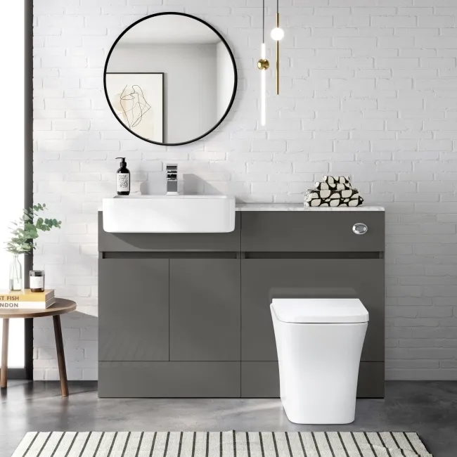 Foster Tungsten Grey Combination Vanity Basin with Marble Top & Houston Toilet 1200mm