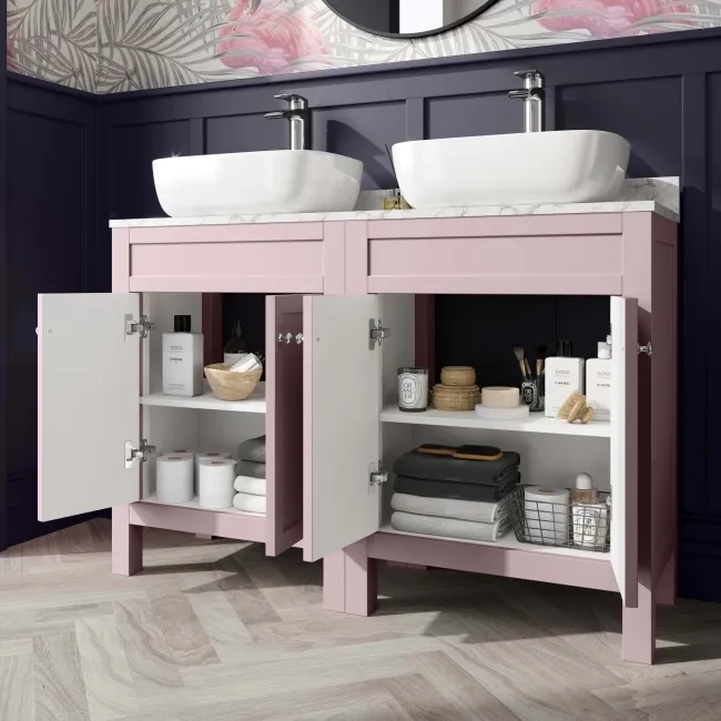 Bermuda Cashmere Pink with Marble Top & Curved Counter Top Basin 1200mm
