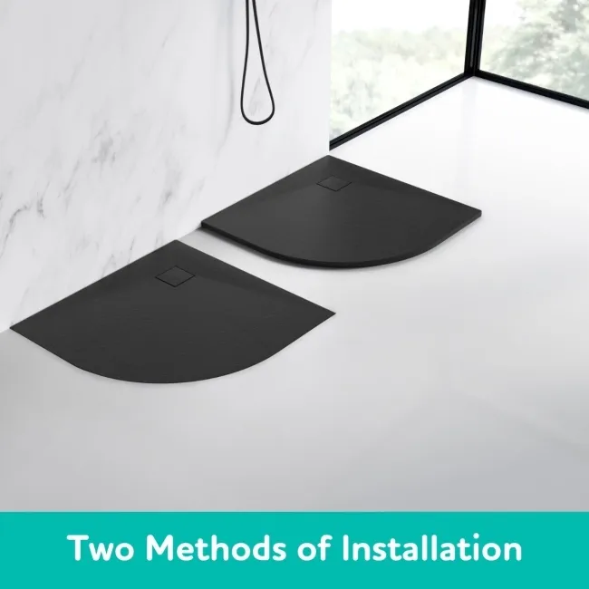 Berlin Quadrant Matt Black Slate Effect SMC Composite Shower Tray 800x800mm