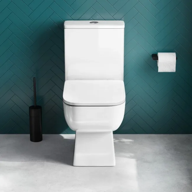 Portland Slimline 555 Depth Rimless Close Coupled Toilet With Soft Close Seat