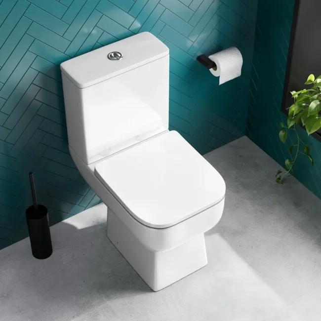 Portland Slimline 555 Depth Rimless Close Coupled Toilet With Soft Close Seat
