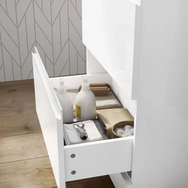 Trent Gloss White Vanity Drawer with Oval Counter Top Basin 600mm