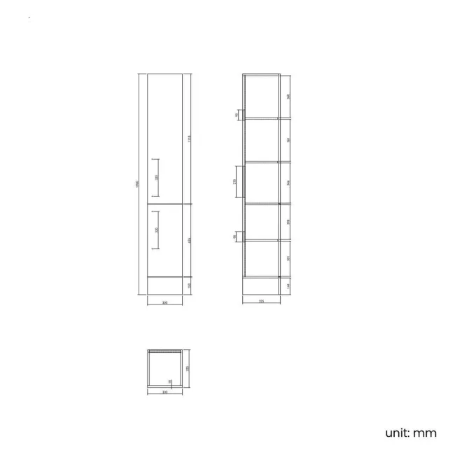 Harper Stone Grey Floor Standing Tall Cabinet Unit 1900x300mm