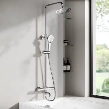 Doon Round Chrome Thermostatic Bath Filler Shower Set
