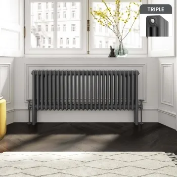 Athens Anthracite Triple Column Horizontal Traditional Radiator 450x1190mm