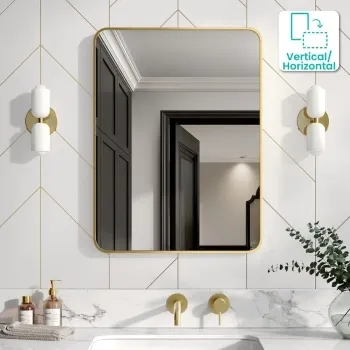 Essence Brushed Brass Rectangular Bathroom Mirror 800x600mm