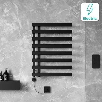 Palermo Electric Matt Black Designer Heated Towel Rail 800x600mm