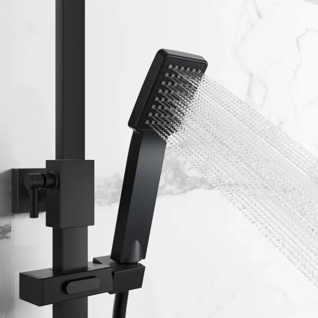 Galway Premium Matt Black Square Thermostatic Shower Set