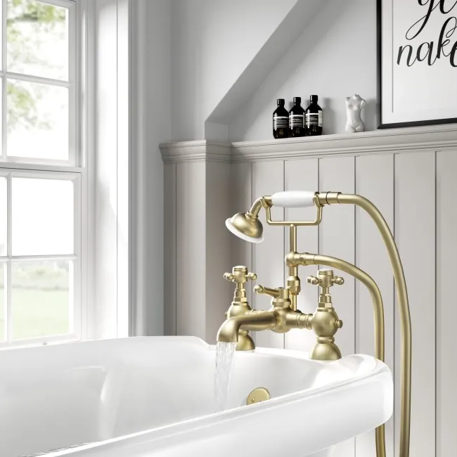 Tweed Traditional Brushed Brass Bath Shower Mixer Tap