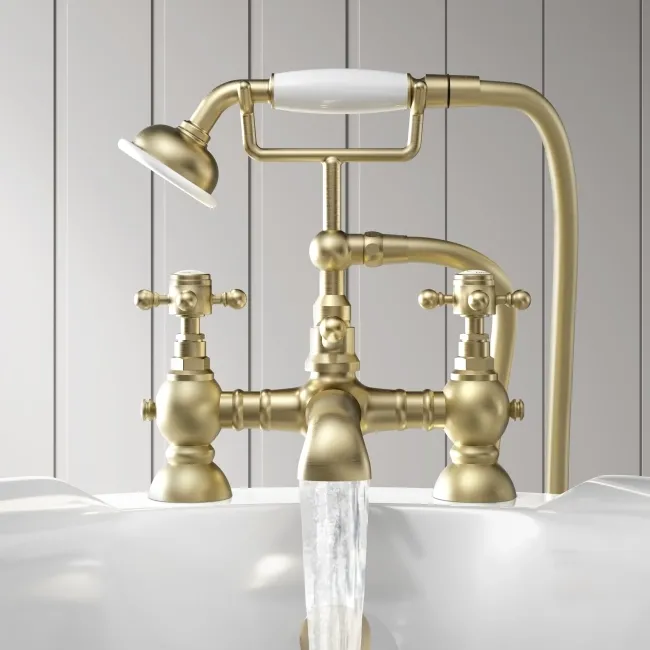 Tweed Traditional Brushed Brass Bath Shower Mixer Tap