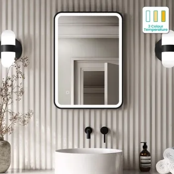 Mila Black Framed Illuminated LED Mirror 700x500mm