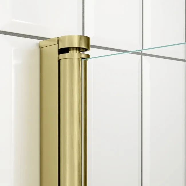 Abingdon 1500 Roll Top Shower Bath - Brushed Brass Ball Feet & 6mm Easy Clean Brushed Brass Bath Screen
