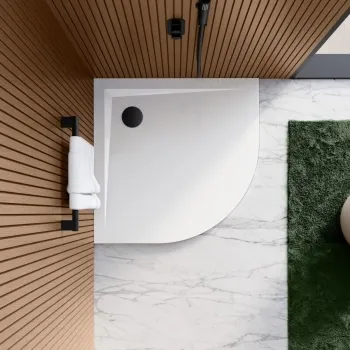 Sydney Low Profile Quadrant Gloss White Stone Shower Tray 900x900mm