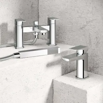 Soar Chrome Basin & Shower Bath Mixer Tap Set