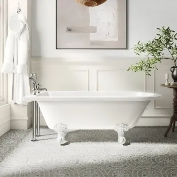 Abingdon 1700mm Single Ended Roll Top Bath - White Ball Feet