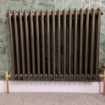 Athens Antique Gold Double Column Horizontal Traditional Radiator 600x785mm
