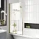 Abingdon 1700 Roll Top Shower Bath - Brushed Brass Ball Feet & 6mm Easy Clean Brushed Brass Bath Screen