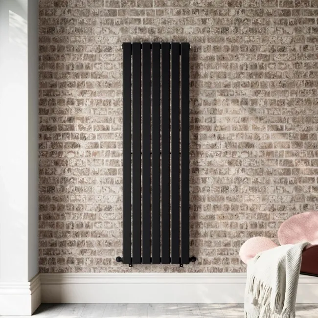Faro Matt Black Single Flat Panel Vertical Radiator 1600x490mm