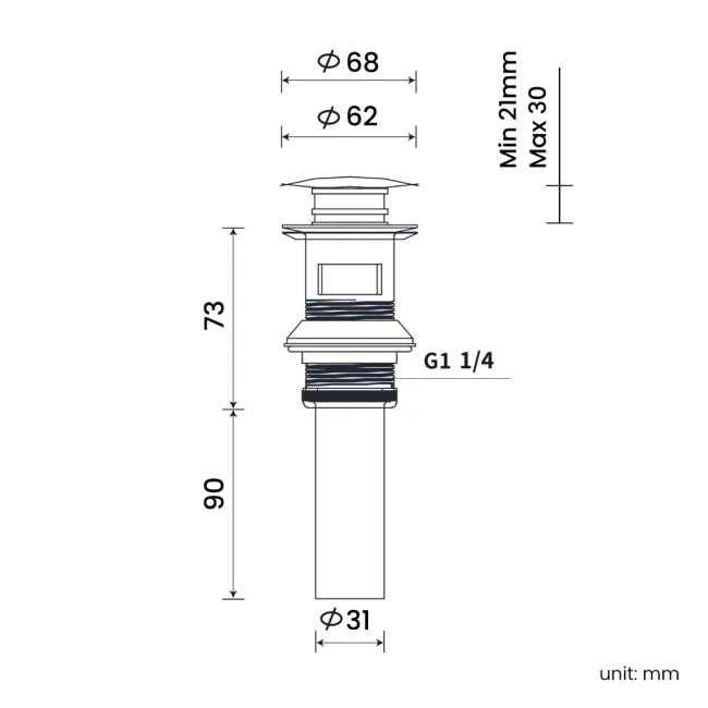 Matt White Polymarble Dome Basin Waste - Slotted
