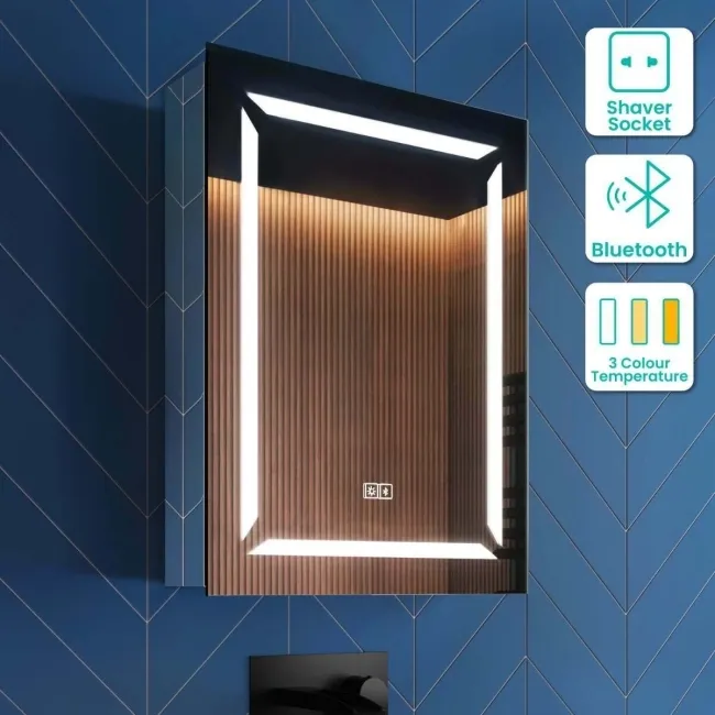 Haisley Illuminated LED Mirror Cabinet With BLUETOOTH Speaker 600x450mm