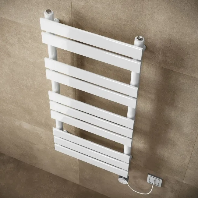 Santorini Electric White Flat Panel Heated Towel Rail 1000x450mm
