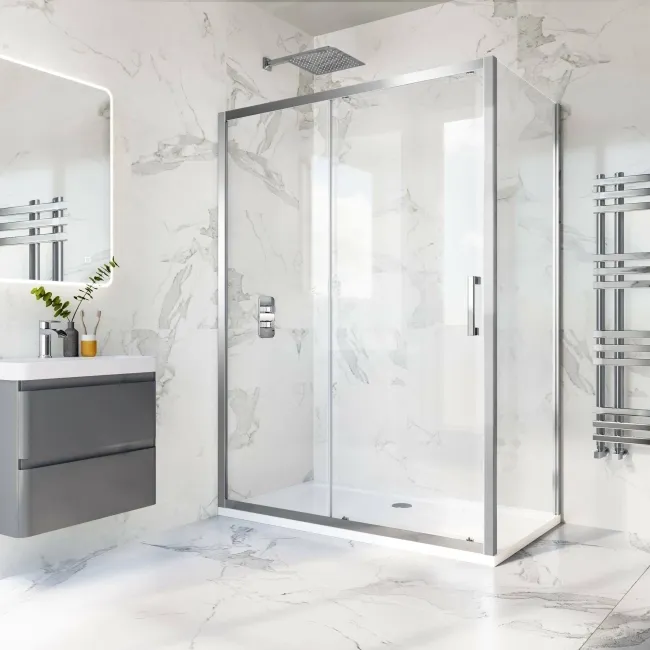 Hamburg Easy Clean 8mm Sliding Shower Enclosure 1400x760mm - Easy Fix Feature