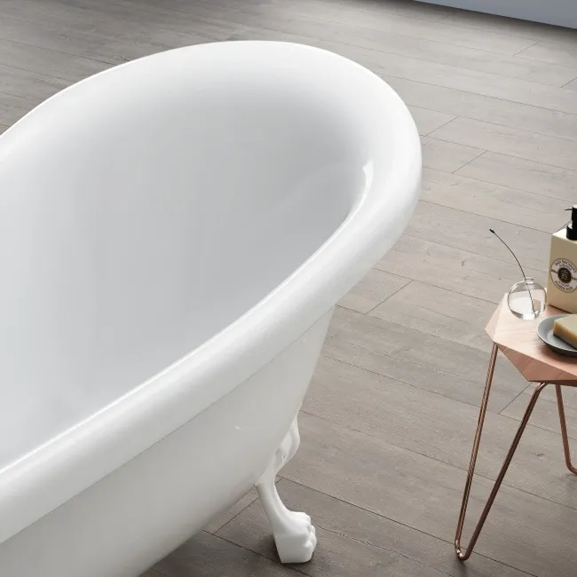 Highbury 1550mm Roll Top Slipper Bath - White Claw Feet