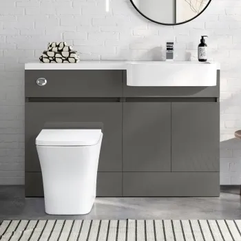 Foster Tungsten Grey Combination Vanity Basin and Houston Toilet 1200mm - Right Handed