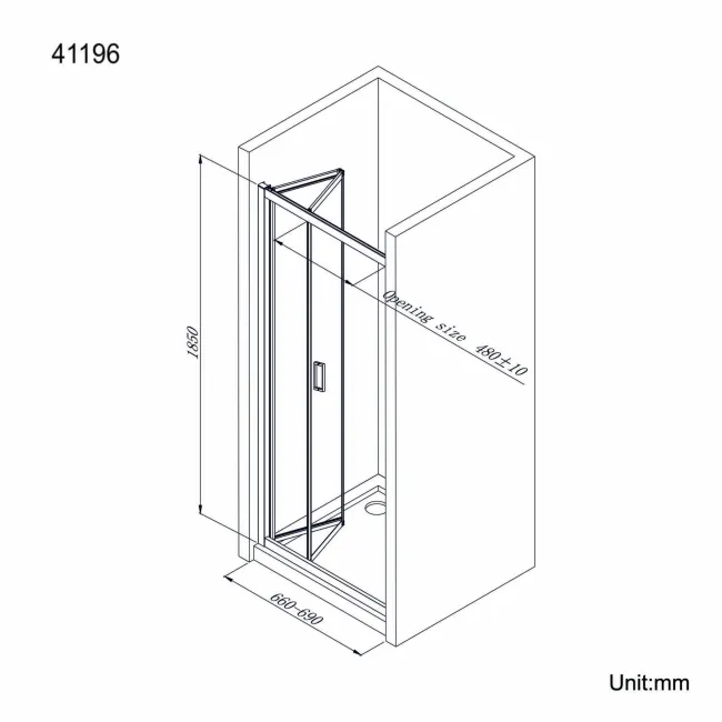 London 6mm Bifold Shower Door 700mm