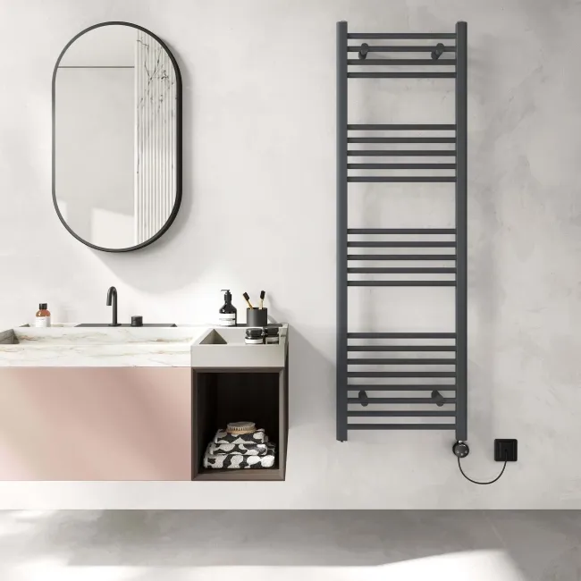Barcelona Electric Anthracite Straight Heated Towel Rail 1600x500mm