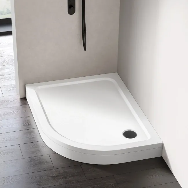 London Offset Quadrant Stone Shower Tray 1200x800mm - Right Handed & Riser Kit