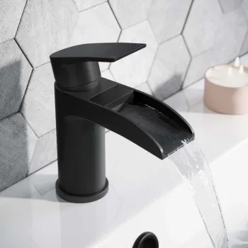 Eden Matt Black Waterfall Basin Mixer Tap