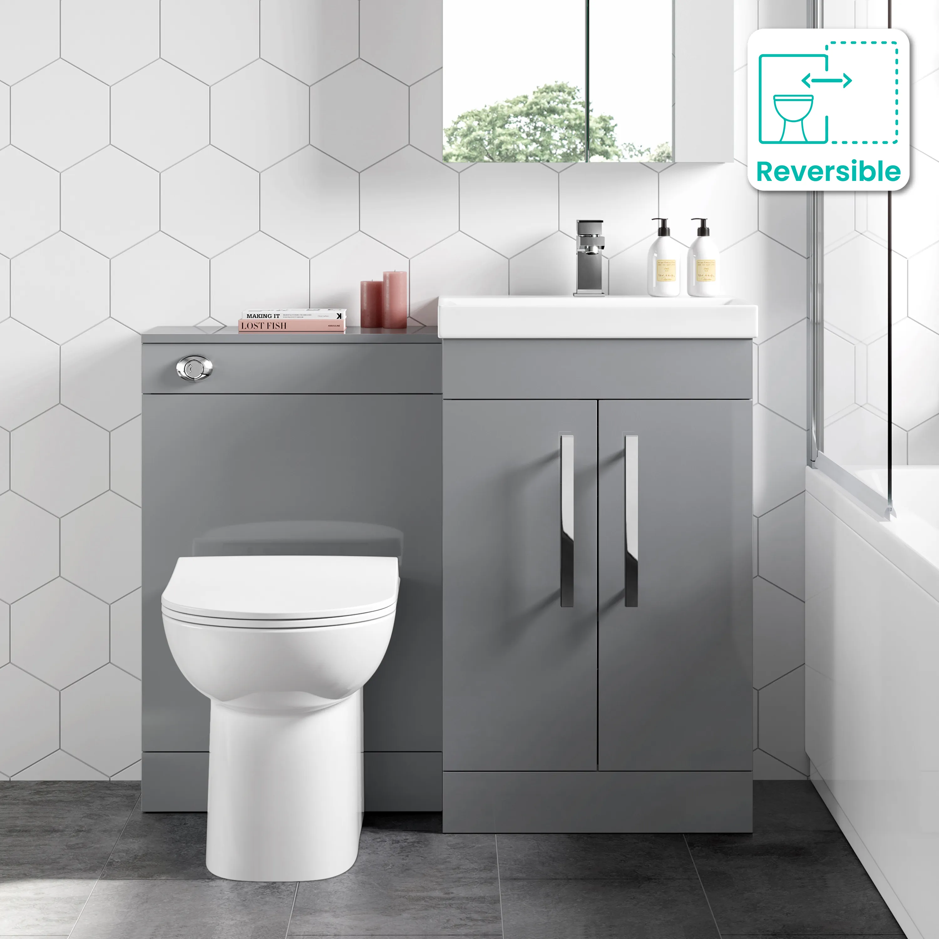 Avon Stone Grey Combination Vanity Basin and Aruba Toilet 1000mm