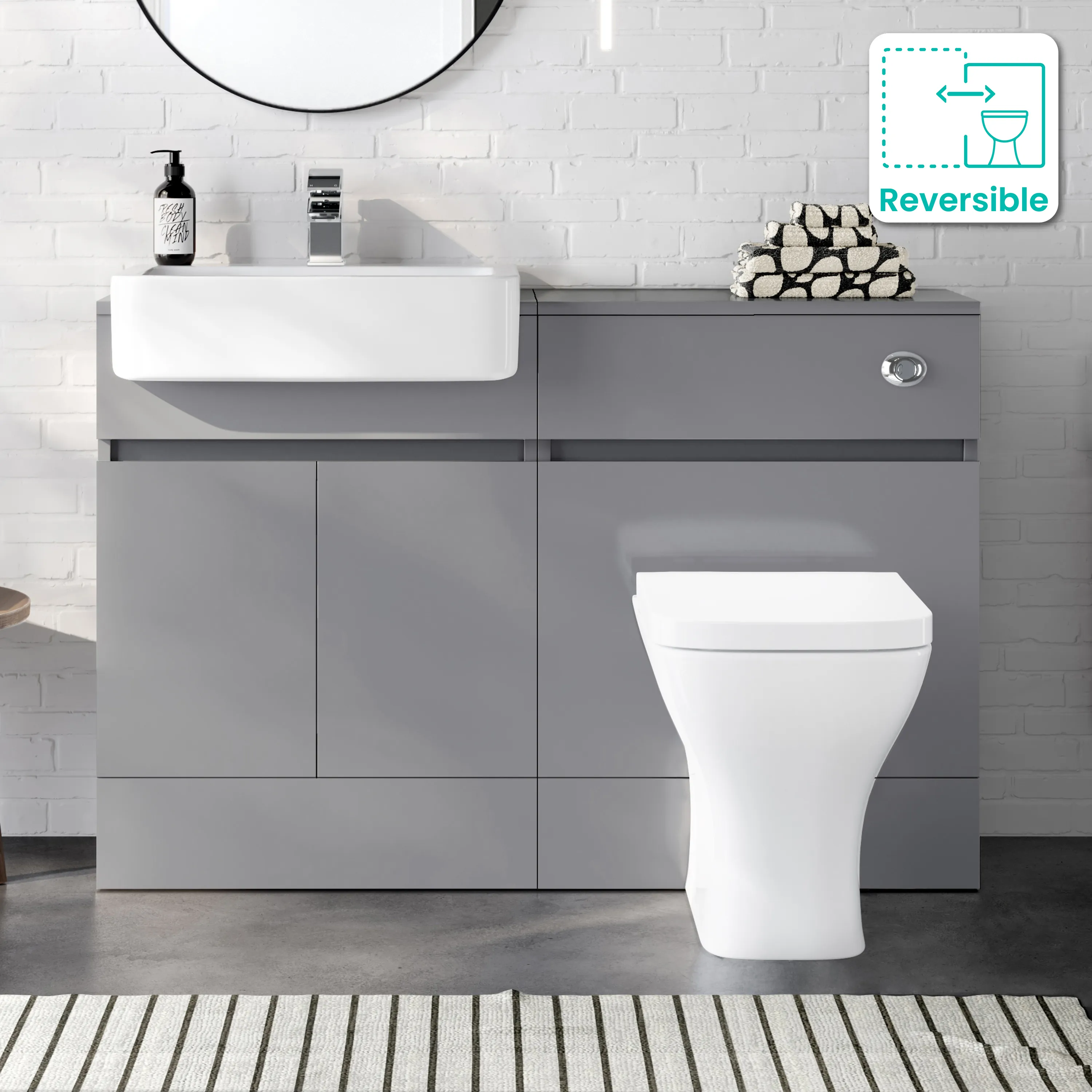 Foster Stone Grey Combination Vanity Basin and Atlanta Toilet 1200mm