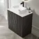 Crete Fluted Charcoal Elm Vanity with Marble Top & Marin Basin 800mm